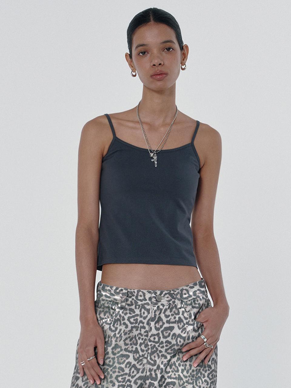 SUADE Basic Cotton Spandex Crop Sleeveless Tank [Charcoal Gray]