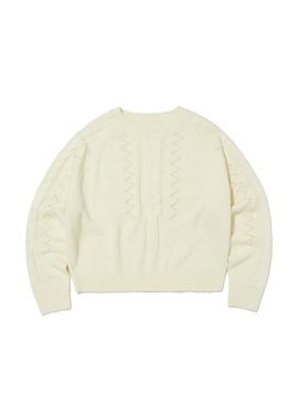 SUADE Damaged Cable Knit Versatile Sweater [Beige]