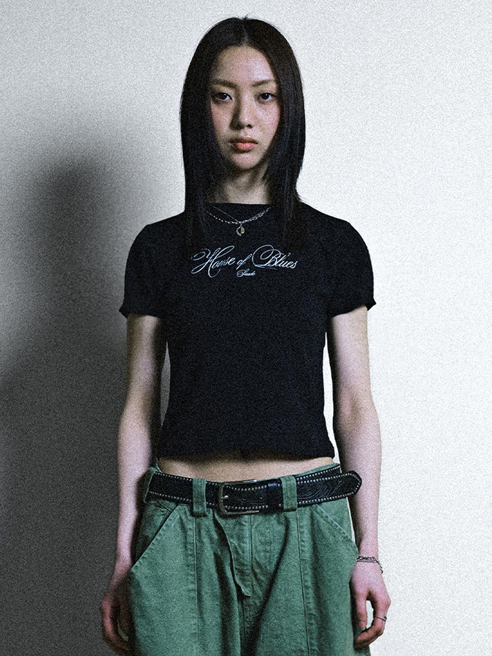 SUADE Handwritten Crop T-shirt_Black