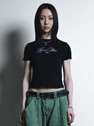 SUADE Handwritten Crop T-shirt_Black