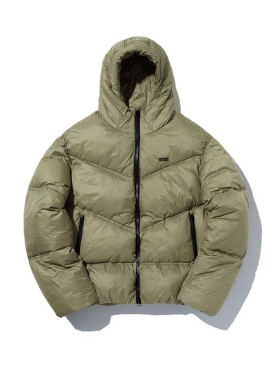 SUADE HOODED DOWN JACKET [KHAKI]
