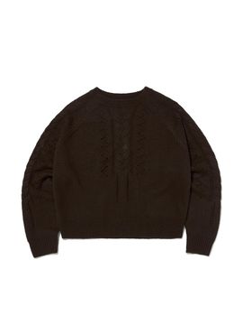 SUADE Oversized Cable Knit Raglan Sweater [BROWN]