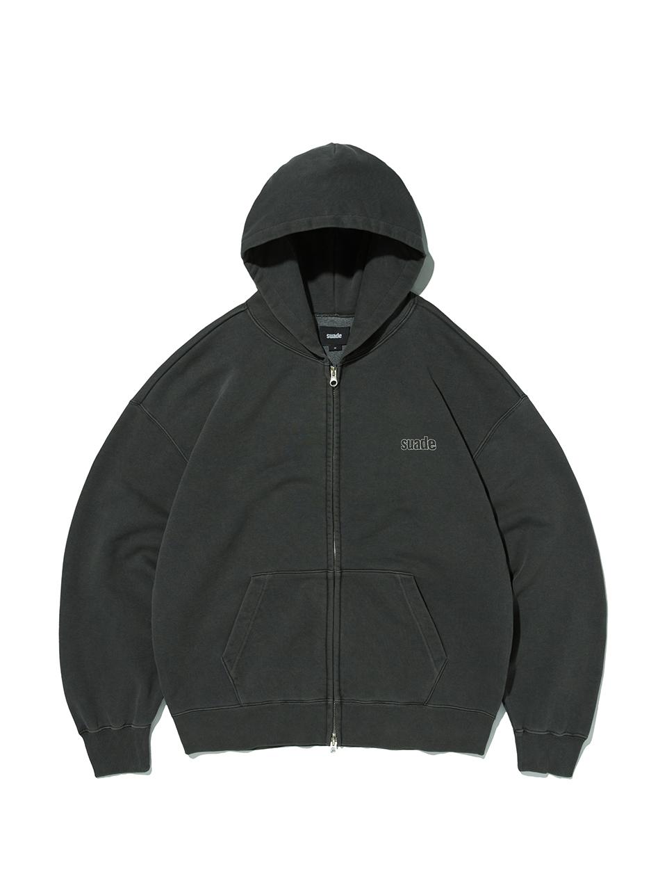 SUADE WASHED HOOD ZIP UP [PIGMENT BLACK]