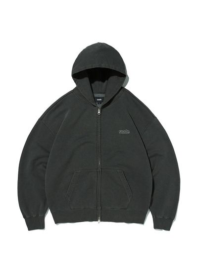 SUADE WASHED HOOD ZIP UP [PIGMENT BLACK]