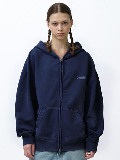 SUADE WASHED HOOD ZIP UP [PIGMENT NAVY]