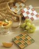 Subtle Art Studios Subtle Art Studios Checkered Glass Tile Coaster in Banana Frosting at Urban Outfitters - 1