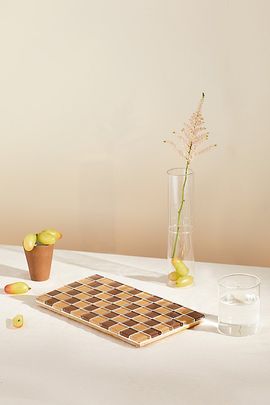 Subtle Art Studios Subtle Art Studios Checkered Glass Tile Tray in Blue Sky Checkered at Urban Outfitters