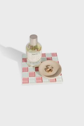 Subtle Art Studios Subtle Art Studios Square Checkered Glass Tile Tray in Pink Himalayan Milk Chocolate at Urban Outfitters