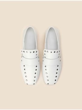 SUECOMMA BONNIE 2-way Studded Square Toe Loafer [Beige] (DG1DS25013WHT)