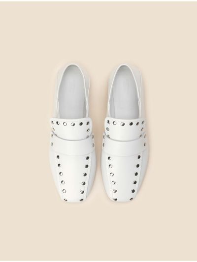 SUECOMMA BONNIE 2-way Studded Square Toe Loafer [Beige] (DG1DS25013WHT)