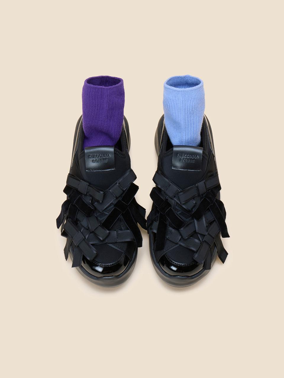 SUECOMMA BONNIE Delight ribbon sneakers(black)_DG4DA24527BLK