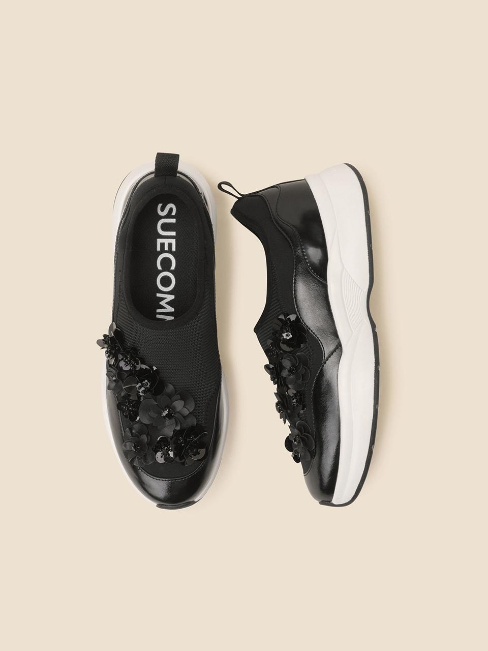 SUECOMMA BONNIE Flowerbomb Slip-on Three-dimensional Sneakers [Black] (DG4DS25071BLK)