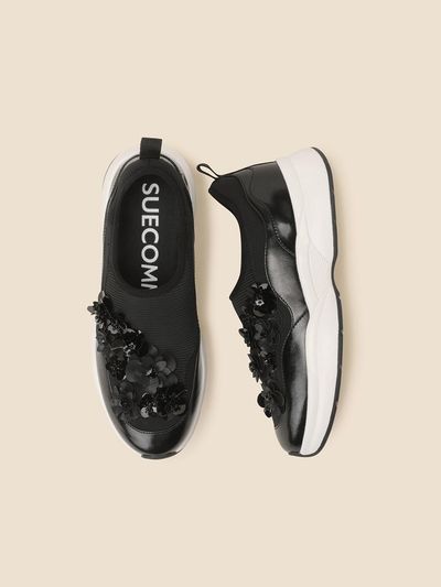 SUECOMMA BONNIE Flowerbomb Slip-on Three-dimensional Sneakers [Black] (DG4DS25071BLK)