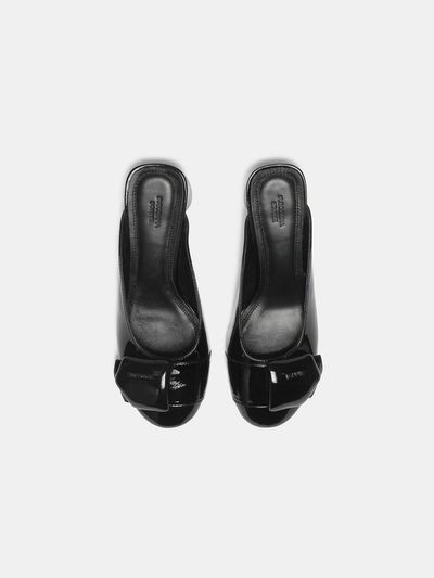 SUECOMMA BONNIE Glossy Leather Polygon Cushion Mule [Black] (DG2CS25002BLK)