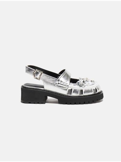 SUECOMMA BONNIE New Flower Bomb Loafer Pumps [Silver] (DG2DS25006SVX)