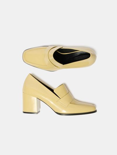 SUECOMMA BONNIE Patent Leather Classic Loafer Pumps [Beige] (DG1BS25005BEE)