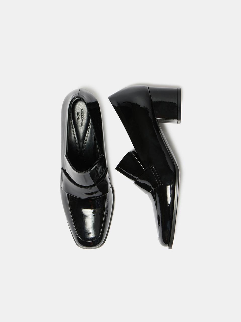 SUECOMMA BONNIE Patent Leather Cushioned Basic Loafer Pumps [Black] (DG1BS25005BLK)