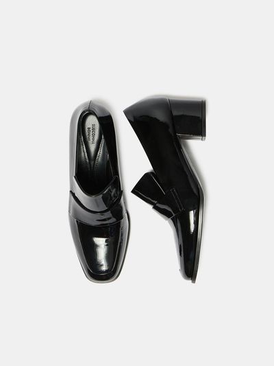 SUECOMMA BONNIE Patent Leather Cushioned Basic Loafer Pumps [Black] (DG1BS25005BLK)