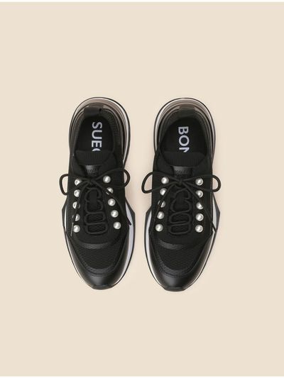SUECOMMA BONNIE Pearl Knit Leather Sneakers [Black] (DG4DS25004BLK)