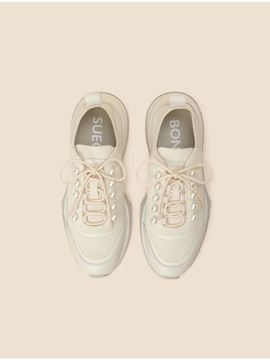 SUECOMMA BONNIE Pearl Leather Knit Sneakers [Beige] (DG4DS25004BEE)