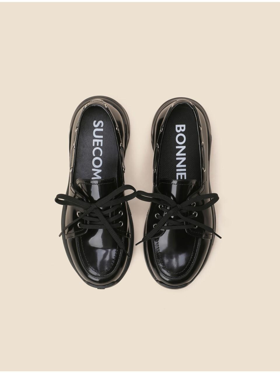 SUECOMMA BONNIE Premium Leather Contemporary Loafer Sneakers [Black] (DG4DS25091BLK)