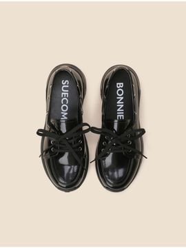 SUECOMMA BONNIE Premium Leather Contemporary Loafer Sneakers [Black] (DG4DS25091BLK)