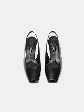 SUECOMMA BONNIE Square Toe Triangular Heel Slingback [Black]