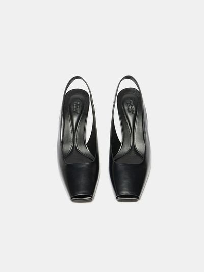 SUECOMMA BONNIE Square Toe Triangular Heel Slingback [Black]