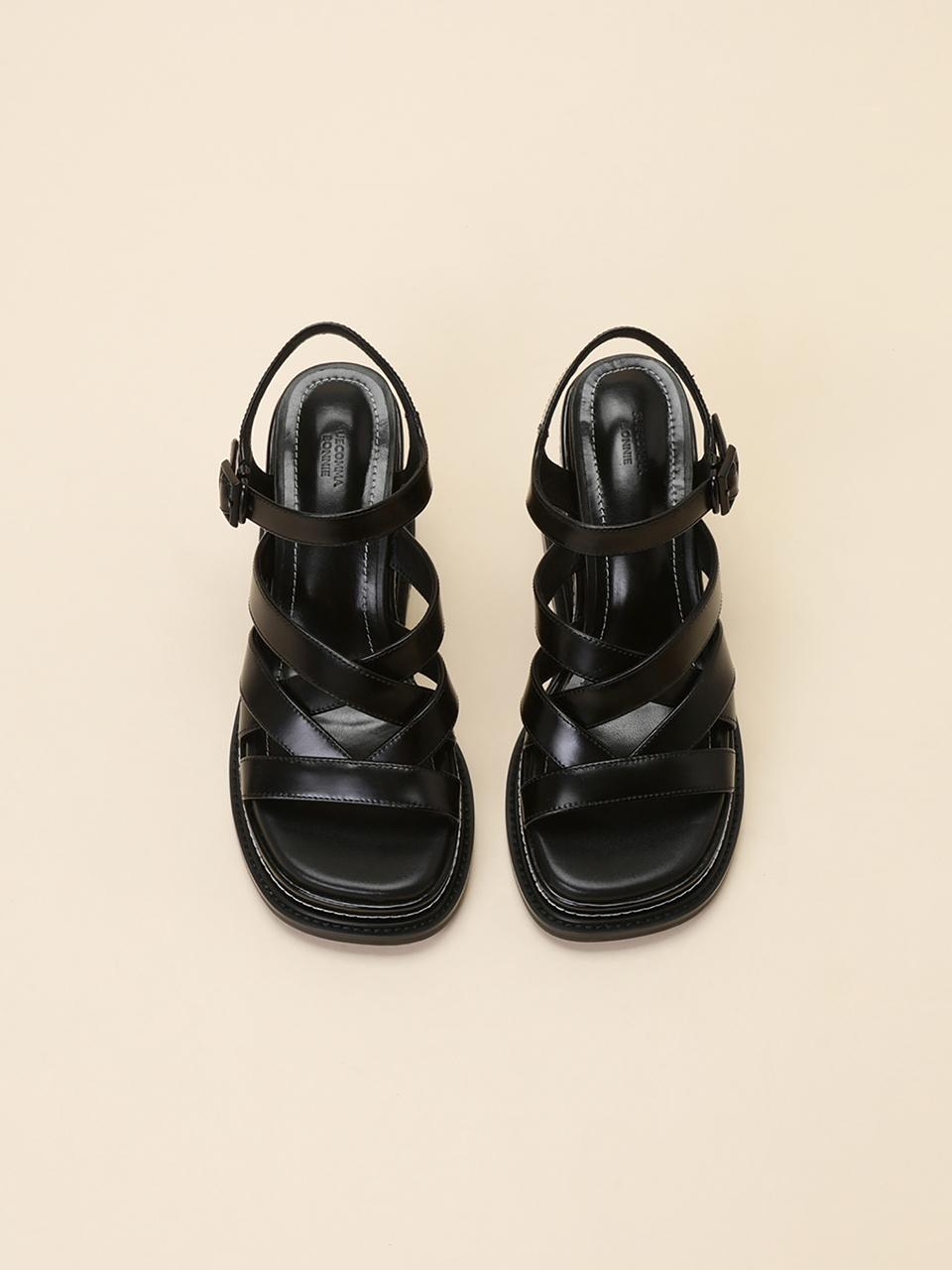 SUECOMMA BONNIE Strap Wedge Heel Sandal_Black
