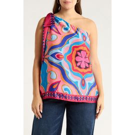 SUGARLIPS SUGARLIPS Abstract Print One-Shoulder Top