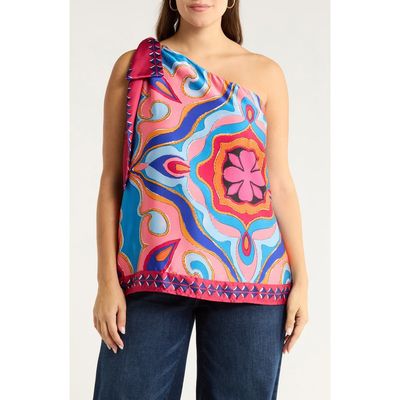 SUGARLIPS SUGARLIPS Abstract Print One-Shoulder Top
