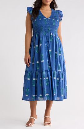 SUGARLIPS SUGARLIPS Angie Smocked Tiered Midi Dress