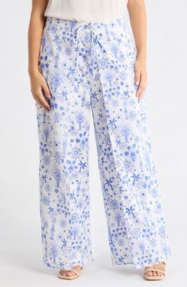 SUGARLIPS SUGARLIPS Azul Tropics Nature High Waist Wrap Pants