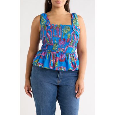 SUGARLIPS SUGARLIPS Bally Tropical Print Smocked Sleeveless Top