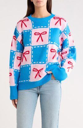 SUGARLIPS SUGARLIPS Belora Check Bow Oversize Sweater