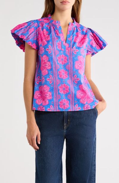 SUGARLIPS SUGARLIPS Bethel Floral Keni Cotton Split Neck Top