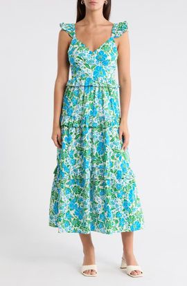 SUGARLIPS SUGARLIPS Bivore Floral Print Ruffle Maxi Dress