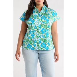 SUGARLIPS SUGARLIPS Bivore Patma Floral Mock Neck Button-Up Top
