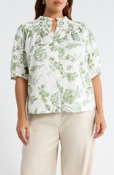 SUGARLIPS SUGARLIPS Bria Floral Blossom Smocked Button-Up Top