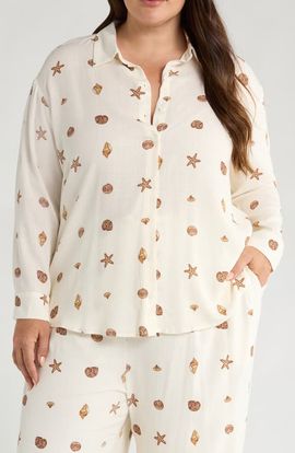 SUGARLIPS SUGARLIPS Cerise Dalton Shell Print Button-Up Shirt