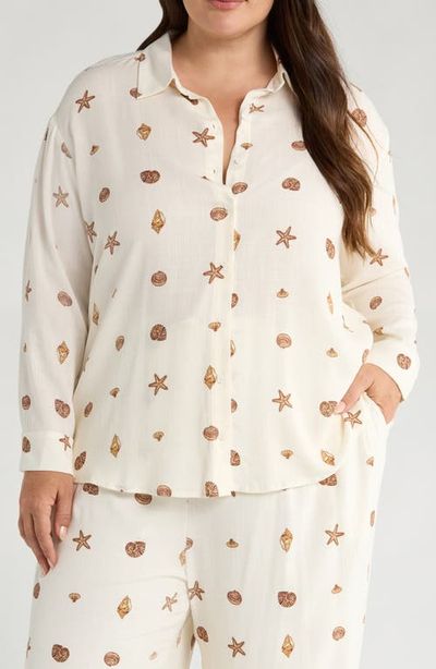 SUGARLIPS SUGARLIPS Cerise Dalton Shell Print Button-Up Shirt
