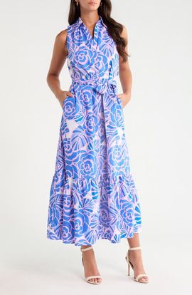 SUGARLIPS SUGARLIPS Cileah Floral Sleeveless Cotton Shirtdress