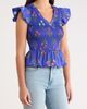 SUGARLIPS SUGARLIPS Clemen Floral Brish Smocked Flutter Sleeve Peplum Cotton Top - 3
