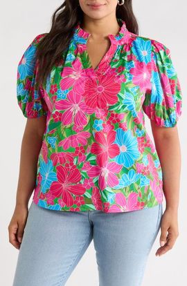 SUGARLIPS SUGARLIPS Close to You Floral Split Neck Top