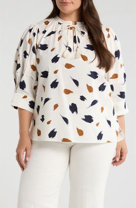 SUGARLIPS SUGARLIPS Devania Brush Irina Tie Split Neck Top