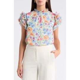 SUGARLIPS SUGARLIPS Ezia Brenna Floral Mock Neck Ruffle Sleeve Top