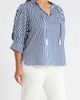 SUGARLIPS SUGARLIPS Glenda Stripe Irina Tie Split Neck Top - 3