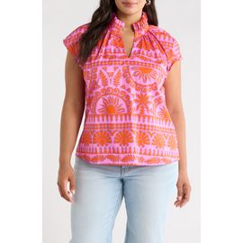 SUGARLIPS SUGARLIPS Ikat Ruffle Trim Top