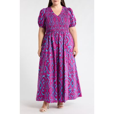 SUGARLIPS SUGARLIPS Ivani Abstract Brenty Smocked Maxi Dress