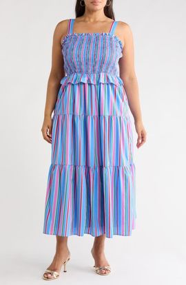 SUGARLIPS SUGARLIPS Jaimie Stripe Smocked Sleeveless Maxi Dress